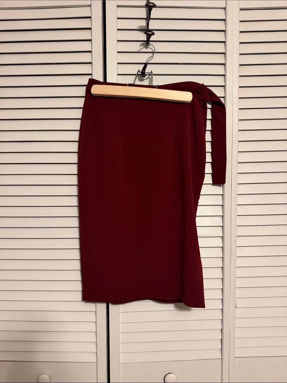 Express Burgundy Wrap Pencil Skirt with Side Tie
